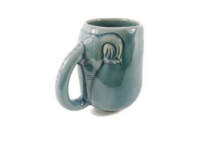 Blue Elephant Celadon Mug
