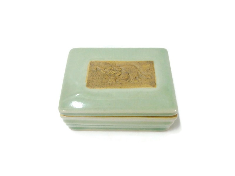 Celadon Name Card Box Elephant Carved
