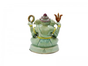 Celadon Ganesha - L Painted on glaze