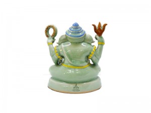 Celadon Ganesha - M Painted on glaze