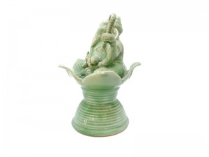 Celadon Ganesha - S with Lotus Base