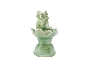 Celadon Ganesha - S with Lotus Base