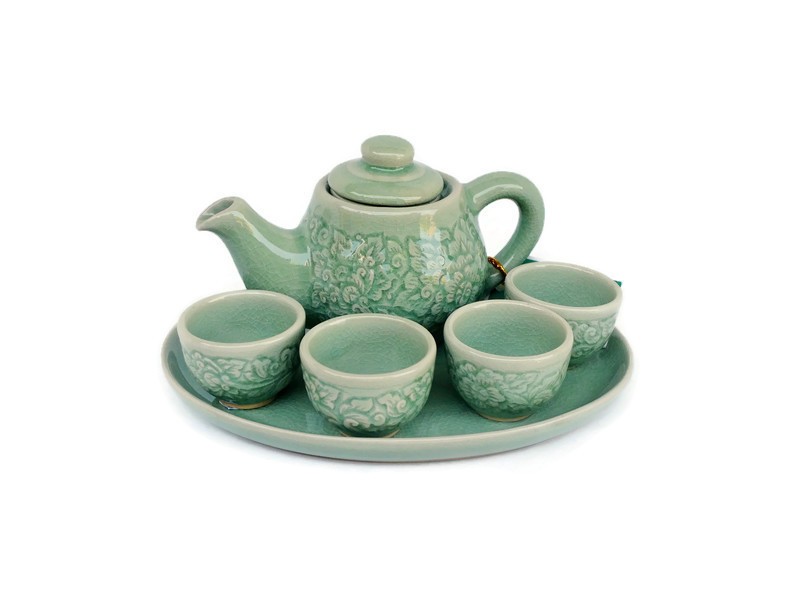 Tiny Celadon Tea Set