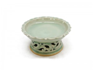 Openwork Celadon Tray with curved for Candle Green Celadon