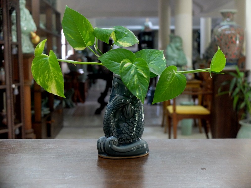 Blue Celadon Fish vase