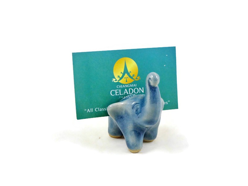 Blue Celadon Tiny Elephant Card Holder