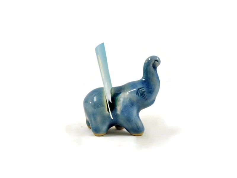 Blue Celadon Tiny Elephant Card Holder