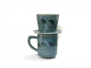 Blue Celadon Dripper Elephant painted