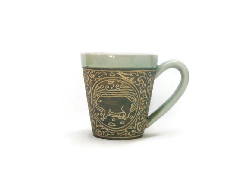 Hand-Carved Zodiac Mug 