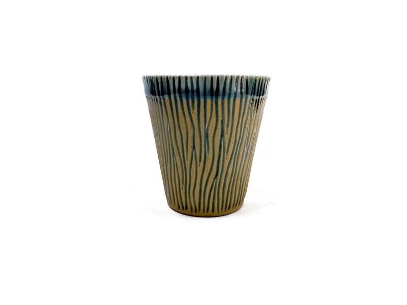 Open Celadon Cup Tree Bark Design