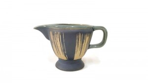 Blue Pitcher with ground coffee design