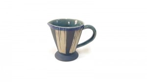 Blue Pitcher with ground coffee design