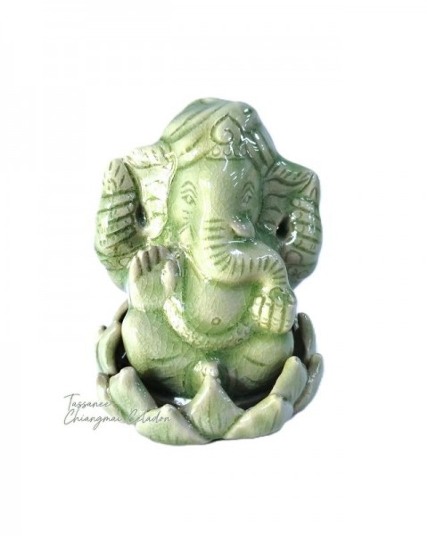 Celadon Ganesha with Lotus
