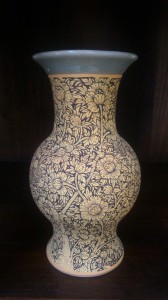 Vase Thai flower painted ----------แจกันคอยาว เพ้นต์ลายดอกไม้