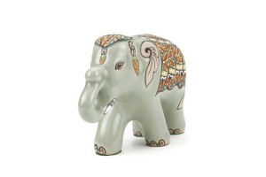 ช้างชูงวงศิลาดล เพ้นต์ลายล้านนาไทยศิลาดล Celadon Lanna Thai Handpainted Elephant