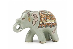 ช้างชูงวงศิลาดล เพ้นต์ลายล้านนาไทยศิลาดล Celadon Lanna Thai Handpainted Elephant