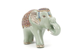 ช้างชูงวงศิลาดล เพ้นต์ลายล้านนาไทยศิลาดล CELADON LANNA THAI HANDPAINTED ELEPHANT