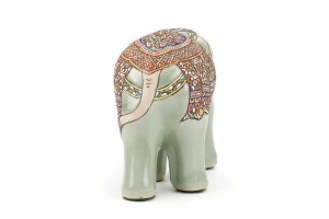 ช้างชูงวงศิลาดล เพ้นต์ลายล้านนาไทยศิลาดล CELADON LANNA THAI HANDPAINTED ELEPHANT