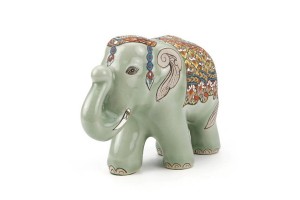 ช้างชูงวงศิลาดล เพ้นต์ลายล้านนาไทยศิลาดล CELADON LANNA THAI HANDPAINTED ELEPHANT