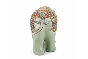 ช้างชูงวงศิลาดล เพ้นต์ลายล้านนาไทยศิลาดล CELADON LANNA THAI HANDPAINTED ELEPHANT