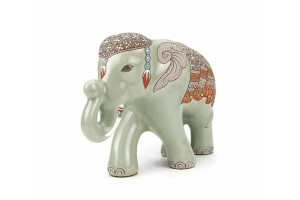 ช้างชูงวงศิลาดล เพ้นต์ลายล้านนาไทยศิลาดล CELADON LANNA THAI HANDPAINTED ELEPHANT