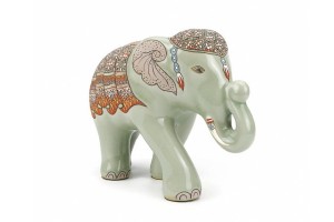 ช้างชูงวงศิลาดล เพ้นต์ลายล้านนาไทยศิลาดล CELADON LANNA THAI HANDPAINTED ELEPHANT