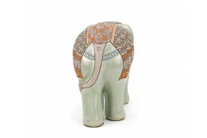ช้างชูงวงศิลาดล เพ้นต์ลายล้านนาไทยศิลาดล CELADON LANNA THAI HANDPAINTED ELEPHANT