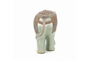 ช้างชูงวงศิลาดล เพ้นต์ลายล้านนาไทยศิลาดล CELADON LANNA THAI HANDPAINTED ELEPHANT