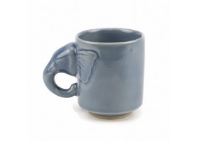 Elephant Mug แก้วมัคทรงกระบอกใหญ่หัวช้างเคลือบสีน้ำเงิน