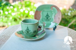 แก้วกาแฟศิลาดลพร้อมจานรอง 720 Years Chiang Mai Celebration Elephant Coffee Cup and Saucer