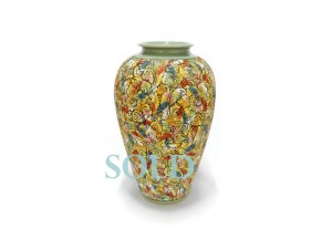 Celadon Floral classic vase - แจกันคลาสสิคเพ้นต์ลายดอกไม้ไทย