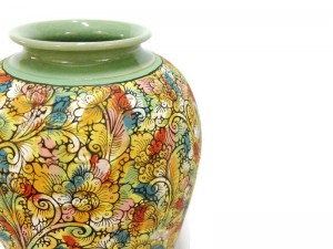 Celadon Floral classic vase - แจกันคลาสสิคเพ้นต์ลายดอกไม้ไทย