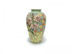 Celadon Floral classic vase - แจกันคลาสสิคเพ้นต์ลายดอกไม้ไทย