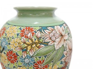 Celadon Floral classic vase - แจกันคลาสสิคเพ้นต์ลายดอกไม้ไทย