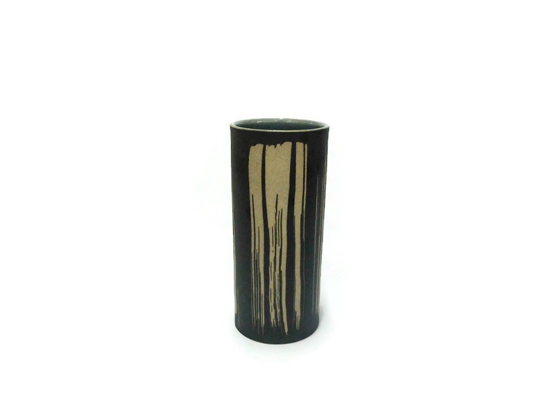 Tumbler Blue Celadon vase with coffee grounds design