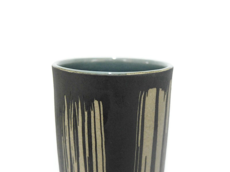 Tumbler Blue Celadon vase with coffee grounds design