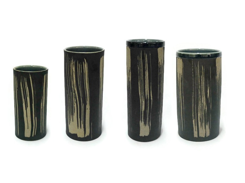 Tumbler Blue Celadon vase with coffee grounds design