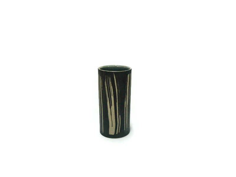 Tumbler Blue Celadon vase with coffee grounds design