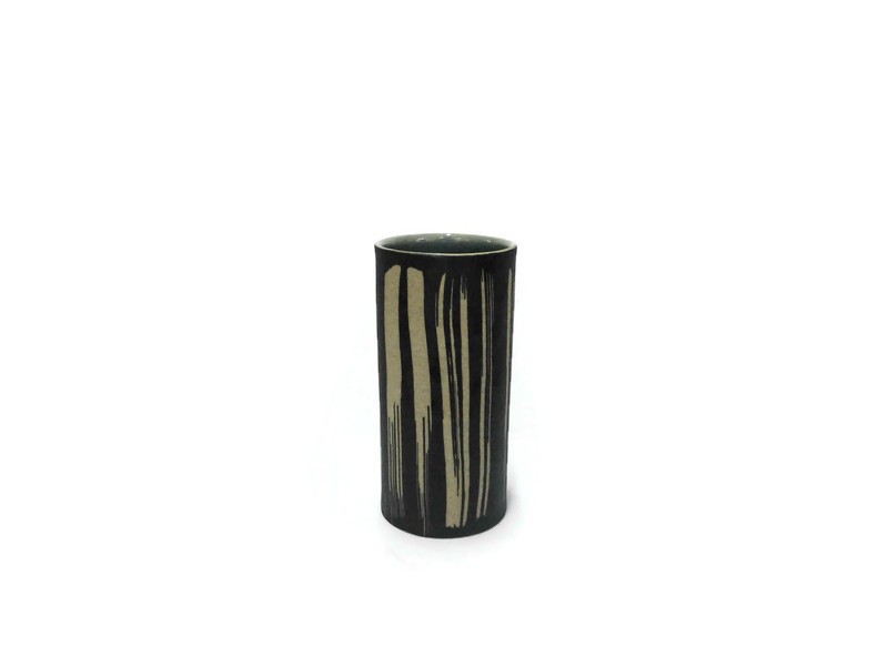 Tumbler Blue Celadon vase with coffee grounds design
