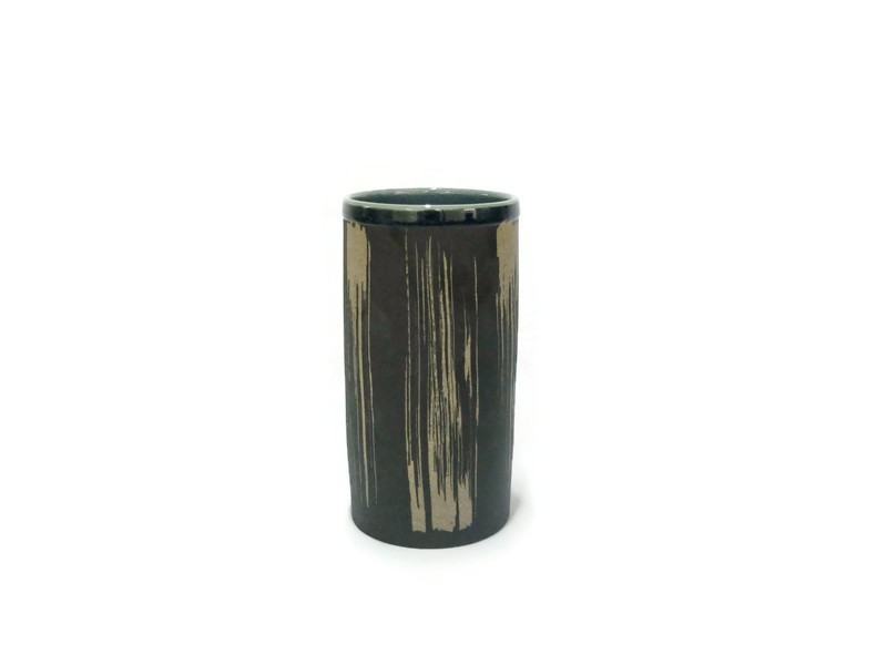 Tumbler Blue Celadon vase with coffee grounds design