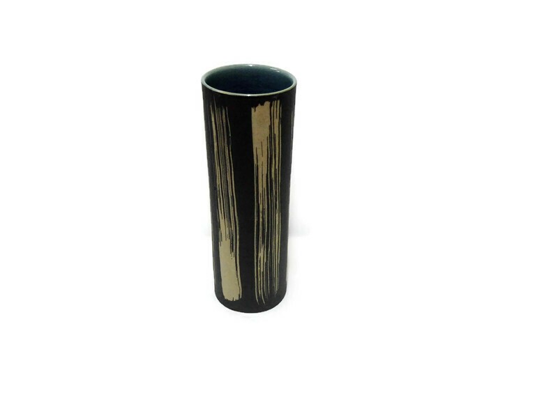 TUMBLER BLUE CELADON VASE with Coffee Grounds Design
