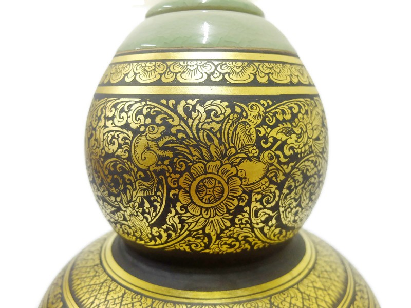 Celadon Lacquer Calabash Pot