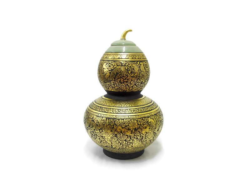 Celadon Lacquer Calabash Pot