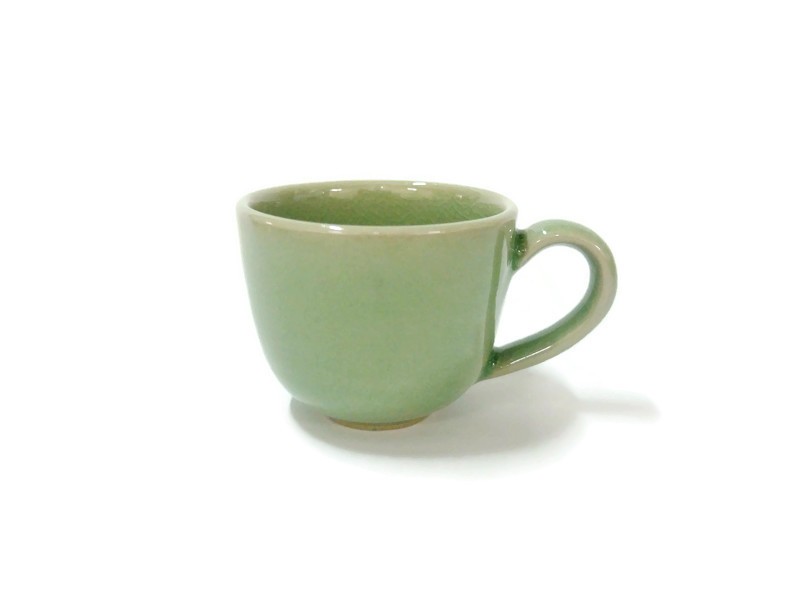 Celadon Tea pot with cup and tray