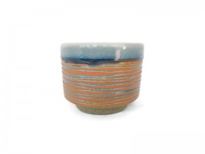 Celadon Tumbler Tea cup with Orange SWIRL DESIGN