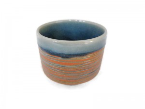 Celadon Tumbler Tea cup with Orange SWIRL DESIGN
