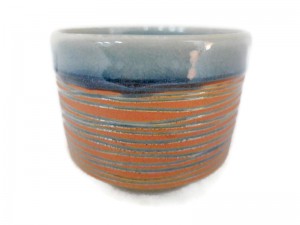Celadon Tumbler Tea cup with Orange SWIRL DESIGN