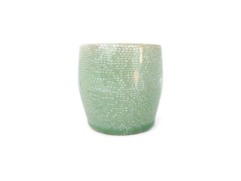 Celadon Tea Cup with Lace Design