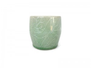 Celadon Tea Cup with Lace Design