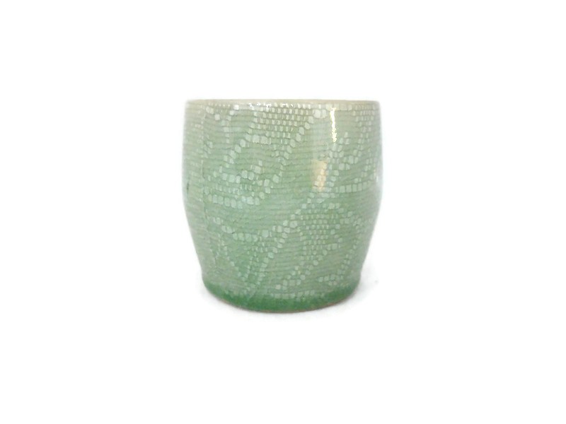 Celadon Tea Cup with Lace Design